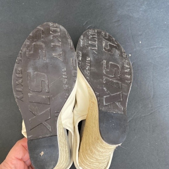 Miss Sixty Kate Wedge ruffled leather W/elastic straps Heel Ivory - Picture 8 of 14